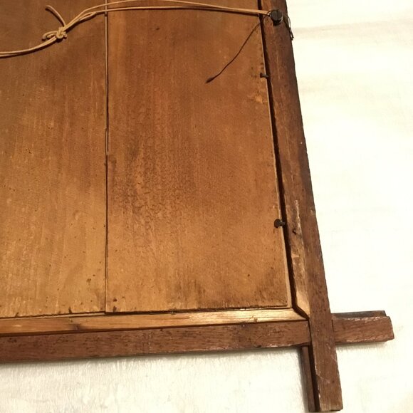 Antique Mother Mine watercolor like print framed behind glass tramp art frame - Picture 10 of 15